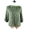 Harppihop * Nouvelle vente chaude femmes véritable fourrure de lapin manteau tricoté veste gilets enveloppes blouse globale 11 couleurs noir beige 201212