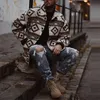 Mężczyźni Autumn Printed Slim, długi pojedynczy stojak wełniany płaszcz wełniany męski zimowy streetwear Cool Jacket