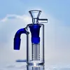 Blauwe Asvanger 90 Graden Filter Arm Boom Perc Asvanger 14mm 18mm Dikke Asvanger Percolator Glas asvanger met Kom