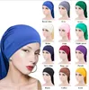 Tre modi di indossare le donne musulmane elasticizzate Latte tagliuzzato Bandana traspirante Night Sleeping Turban Hat headwrap Bonnet cap chemio