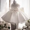 여자의 드레스 흰색 결혼식 새틴 공주 아기 여자 아기 드레스 구슬 활 생일 이브닝 파티 유아 여자 갈라 아이의 옷 203Z
