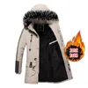 Männer Unten Parkas Winter Jacke Männer Lange Mantel Pelz Kragen Gefüttert Warm Mantel Outdoor Abnehmbare Kapuze Mode Kleidung1