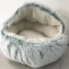 Katbedden meubels pluche huisdier hondenbed huis warm ronde kitten semi ingesloten winter nest kennel katten sofa mat mand slaapzak hdw0001