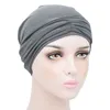 Mulheres Muçulmanas Hijab Tubo Turbante Underscarf Cauda Longa Bonnet Ninja Perda de Cabelo Headwear Envoltório Plissado Chemo Hat Beanie Beanie Caps Islâmicos