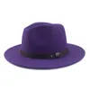 Solido uomo uomo donna tappo grande brim fedora stile britannico classico ballo bowler vintage woolen jazz cappello moda cintura di moda autunno inverno