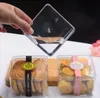9.5 * 9.5 * 6.5 cm Plástico de grado alimenticio PS Clear Cake DIY Galletas Caja de galletas Embalaje Caja de dulces Contenedor RRF12977