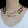 Chokers Bohemia Rainbow emalia Naszyjka Kolorowy Beatle Kształt owalny łańcuch linków chocker dla kobiet mody boho kołnierz biżuteria 1