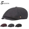 Bérets SLECKTON Fedora casquette à visière mode béret plat Sboy rétro octogonal chapeau noir décontracté hommes chapeaux visière boulanger garçon