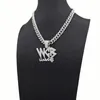 Nieuwe Bling Iced Out Cubic Zirkoon Cubaanse Link Chain Brief WCB Hanger Ketting Voor Mannen Hip Hop Sieraden Gift Drop2851