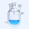 Lab Supplies Round Bottom Four Mouth Glass Jacketed Reaction Bottle Laboratory Double-layer Flask