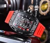 2022 Top Luxury Quartz Watches Rostfritt stål Fodral 6 Pin Seconds Rubber Band Watch Man Clock Relogio Masculino245J