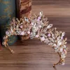 KMVEXO European New Handmade Cute Pink Crystal Beads Crown Bride Hair Jewelry Wedding Tiaras Diadem Headdress Headpieces Y2004094153558