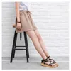 Cotton female summer 2020 thin section large size wide legs high waist loose hot pants ramie casual slim skirt pants T200422