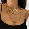 Pendant Necklaces IngeSight Z 4Pcs Set Multi Layered Chunky Thick Miami Curb Cuban Choker Necklace Gothic Gold Color Snake Chain J321I