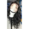 Brasilianska Remy Mänskliga Hår Lace Front Parykar Pre Plocked Naturlig Black Natural Wave Full Machine Made Lace Front Wigs 150% Täthet