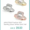 AINOUSHI Fashion 925 Sterling Silver Wedding Engagement 3.5ct Round Rings Girl Silver Anniversary Party Anelli Gioielli pero lama Y200106