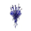 Italien blomma design kristall ljuskrona lampa blå konst ljuskrona belysningsarmaturer handgjorda blåsiga glas hem hänge ljus 20 med 32 tum