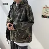 Koreański styl Hip Hop Military Camouflage Hoodie High Quality Streetwear Tactical Kurtka Mężczyźni Pullover Harajuku Tops Kpop Ubrania 220114