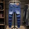 Męskie dżinsy marka mody rozerwana mężczyźni chude spodnie Man Cowboys Demin Męskie spodnie 9515