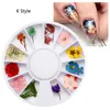 Na054 12 färger torkade blommor nagel konst dekorationer 3d naturlig daisy gypsophila konserverad torr blomma diy nagel klistermärken manicure dekor dekal