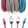 Nylon Braid USB Type C-kabel för Samsung Note 20 S20 S10 S9 A51 Telefon Fastladdningssladd USB-C Datakabel för Xiaomi Huawei med detaljhandeln