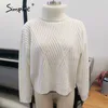 Simplee Casual Casual Turtleneck Pull tricoté Femme Dame Chaud Lady Blanc Pull Automne Hiver Batwing Pull à manches longues Jumper 201128