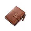 Designer-Men's leather wallet multi-card position buckle zipper casual solid color and change holder portmonee man #YL5