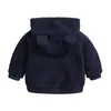 الوليد ملابس الطفل الخريف الشتاء الدافئة مقنع accotcoat لمدة 3-18 متر طفل طفل رضيع الفتيات الكرتون الدب قميص أزرق أخضر LJ201023