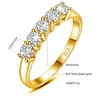 Szjinao ceried 5 Stone Moissanite Diamond Ring Woman Silver 925 100% Gold Plated Brated Strålande smycken för engagemang Gift Girl1257759