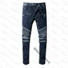 ess Mens Designer pants Jeans Designer Distressed Ripped Biker Slim Fit Motorcycle Bikers Denim For Men s Mans Black Pants pour hommes