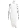 Mulher fora do ombro vestido espartilho vestido de mujer saia do joelho chemisier femme estilo parisiense robe blanche elegante kleid y0118