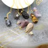 Charms Natural Obsidian Facetted Parfümflaschenanhänger Halsketten Pink Turmalin Quarz ätherische Öl Diffusor Fläschchen Juwely307u