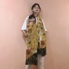 Gustav Klimt pintura a óleo lenço de seda para mulheres xale de seda designer der kuss foulard femme verão praia cobrir new6749180
