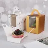 LBSISI Life 50 Stück dickere Cupcake-Boxen mit Fenster, Weihnachtsfeier, Geburtstag, Hochzeit, Geschenk, Süßigkeiten, Kraftpapier, Muffin-Box 201029