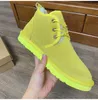 Yellow mens winter booties wool shoe women platform snow boots men classic designer boots straps casual warm martin combat boot