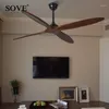 Electric Fans SOVE 60 Inch Wooden Ceiling Fan Wood Dc Remote Control Without Light Retro Energy Saving Ventilador De Techo1