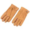 LuxuryFashion 2019 Luxury Men Deerskin Gloves Button Wrist Solid Genuine Leather Male Winter Driving Glove4398242