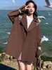 Dames Trench Coats Dames Ladies Windscheper Midden-Lengte Spring Herfst Fashion Big Size Lapel Mantel Cloak Claak Losse bruine Koreaanse jas