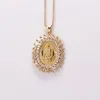 Pendant Necklaces 18 Inches White Black Red Cz Crystal Paved Christian Religious Belief The Blessed Virgin Mary Gold Necklace Unisex1