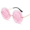 熱い女性のリムレスサングラスの炎ドリサインサンメガネ面白いゴーグルマスカレードラウンドレンズ眼鏡ornamenta A ++