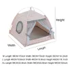 Portatile pieghevole Pet Dog Tent House stampa traspirante Cat con rete esterna interna Mesh Small LJ201028