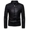 Trend Casual Mens Spring Fashion Zipper PU Leather Jacket Slim Motorcycle Style Blazer