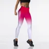 Nouveau style de mode automne dégradé taille haute leggings pour femmes vêtements de sport en plein air push up force élastique leggings maigres 201202