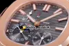 New PFF 40mm Sport 5712R-001 5712 Mechanical Landing Linding Watch Watch Moon Power Power Reserve Gray Dial Rose Gold Brown Leather HE3248