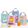 Cute Girl Portable Animal Cat Zipper Canvas Lunch Bag Waterproof Insulated Cold Picnic Totes Carry Case Kids Women Thermal Bag 201117