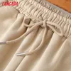Tangada Herbst Winter Frauen dicke Fleece 100 % Baumwolle lange Hosen warme hochwertige große strethy Taille Hose 6L16 201031
