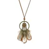 Collier en plumes Vintage, bijoux à la mode, pendentif rond, Long pull, tendance, S2001