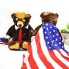 60 cm Donald Trump Bear brinquedos de pelúcia Cool EUA Presidente Bear com bandeira boneca de urso de animais