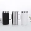 22 oz/650 ml Sublimation Gobelet droit Stout Tasse à eau Poignée en option Acier inoxydable 18/8 2 parois isolées sous vide Tasse à bière Verre à vin avec couvercle coulissant pour le bricolage