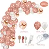 130 pcs Rose Balão de Ouro Arco Garland Kit Latex Confetes Balões Para Casamento Nupcial Aniversário Decorações Decorações Bebê Chuveiro Menina 220217